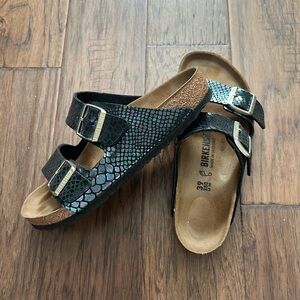 Birkenstock Iridescent Black Slide Sandals